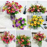 1 Bundle Artificial Flowers Outdoor UV Resistant Shrubs Plants Fake Flower Greenery for Office Kitchen Wedding Garden Decor