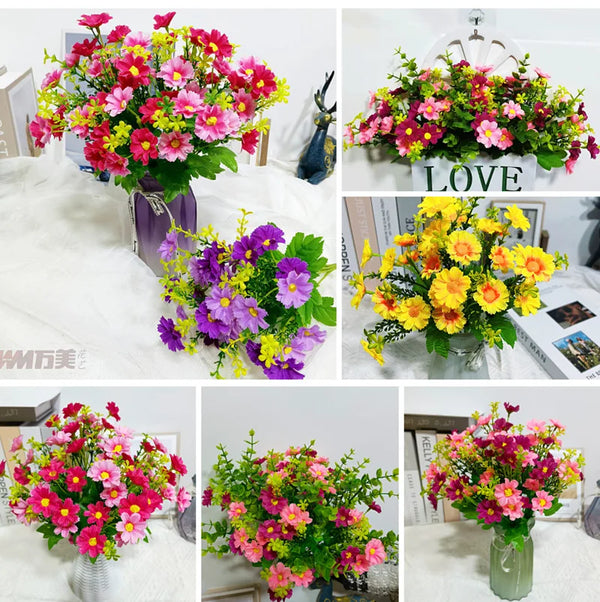1 Bundle Artificial Flowers Outdoor UV Resistant Shrubs Plants Fake Flower Greenery for Office Kitchen Wedding Garden Decor