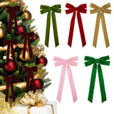 12pcs Christmas Bow Decorations Velvet Ribbons Xmas Wreaths Gift Ties Diy Home Holiday Decorations Pendants Party Supplie