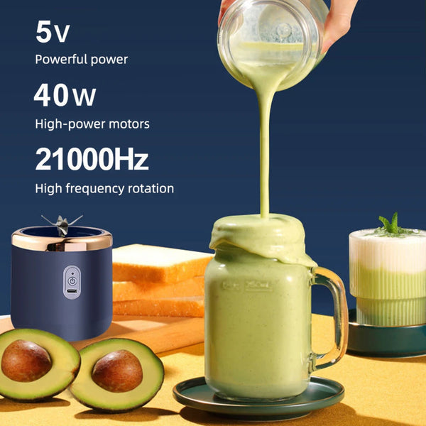 1pc Portable Small Electric Juicer Stainless Steel Blade Cup Juicer Fruit Automatic Smoothie Blender Kitchen Tool
