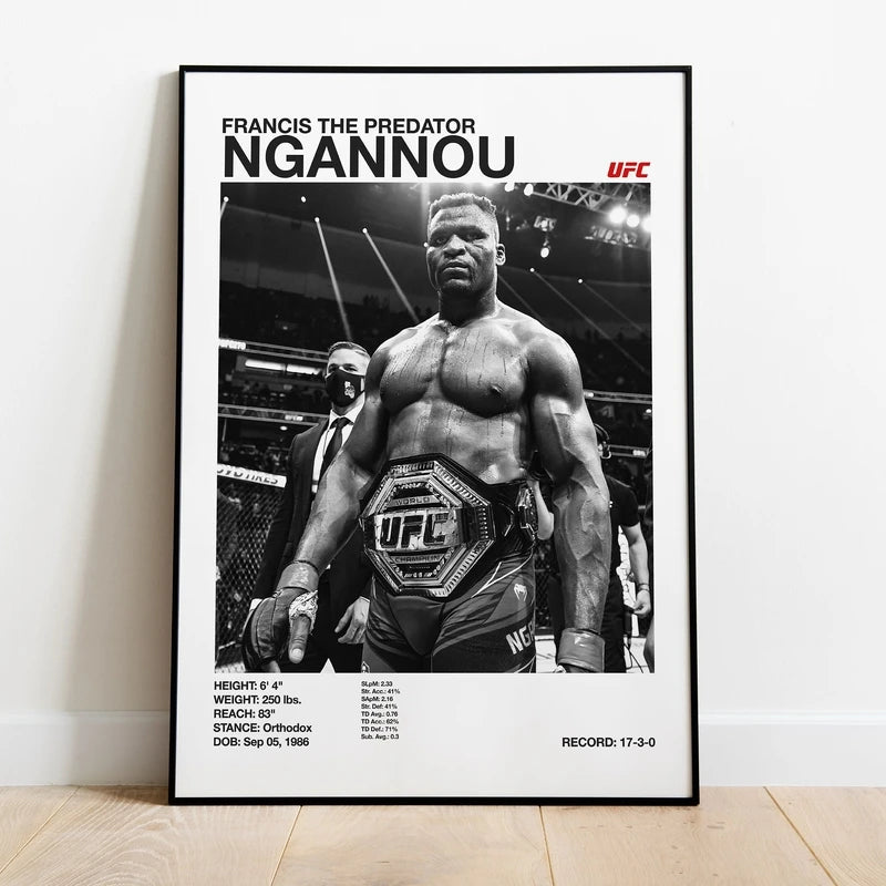 Black and white U-Ultimate Fighting Championship UFC Poster Canvas Print Painting Wall Decor Gym Room Decoration