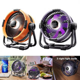 Upgraded 6-in-1 camping fan 20000mAh rechargeable battery portable outdoor fan 4-speed air circulator with hook and LED NEW