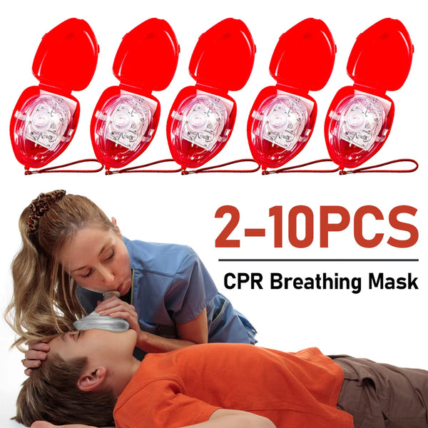 2-10PCS CPR Breathing Mask One-Way Breathing Valve Mask Emergency First Aid Kits Reusable Respiration Training Mask Rescue Tools
