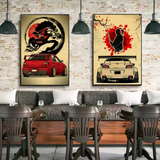 Japanese Cars Samurai Poster Poster HD art sticky wall waterproof home living room bedroom bar aesthetic decoration