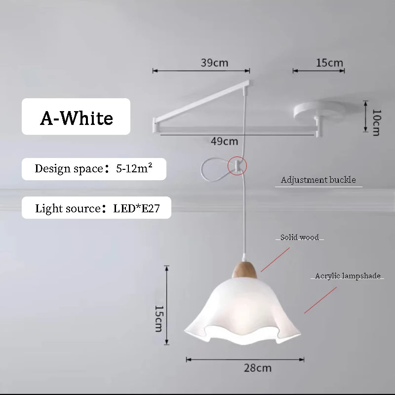 Modern Dining Table Rocker Chandeliers LED Can Be Shifted Long Pole Lamps Nordic Simple Telescopic Folding Long Arm Chandelier