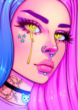 Cyber Punk Anime Neon Cool Girl Poster Aesthetic Purple Canvas Painting Wall Art Prints Pictures Gamer Room Home Decoration