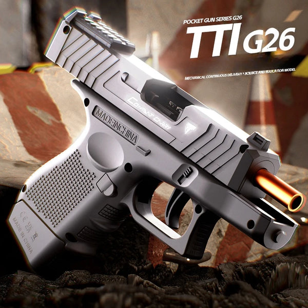 TTI Manual Mini G26 Pocket Toy Gun Continuous Shell Throwing Model Soft Bullet Launcher BlowBack Airsoft Small Pistol
