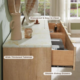 FlutedDresser, Modern Chest of Drawers with Faux Marble Top, Curved Profile Design, Wood Drawer Organizer for Bedroom