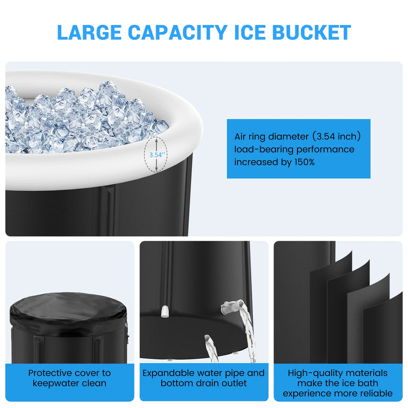 400L Large Ice Bath Tub Outdoor with Cover Portable Bathtub Athletes Cold Water Therapy Tub for Recovery Cold Plunge Tub