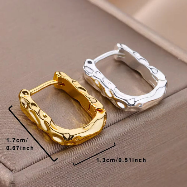 Fashion Square Hoop Earrings for Women Gold Color Stainless Steel Geometric Earrings Engagement Wedding Party Jewelry Gifts