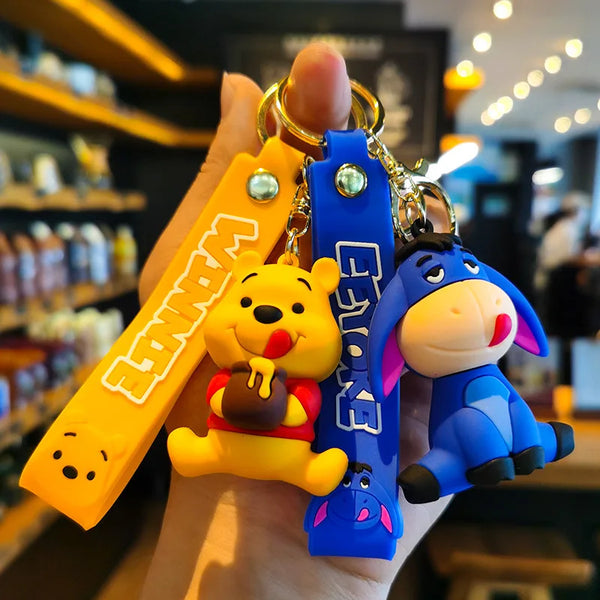 Disney Winnie Piglet Tigger Keychains Cute Cartoon Baby Boy Girl Figure Keyring Kawaii Minnie Key Chain Model Kid Toy Children G