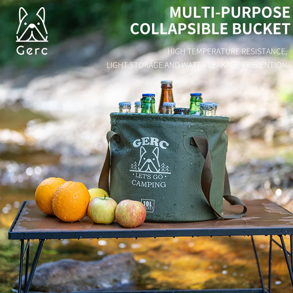 GERC Outdoor Folding Bucket Large Capacity Portable Camping Hand Wash Basin Food Grade Water Storage Bucket