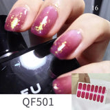Shiny Self-adhesive Nail Stickers Short Black Lacquer Strips For Nails Full Cover False Nails Stickers Waterproof Manicure Film