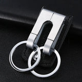 Top Grade Men Leather Waist Hanging Anti-lost Removable Belt Keychain Metal Double Keyring Auto Pendant Key Holder Accessories