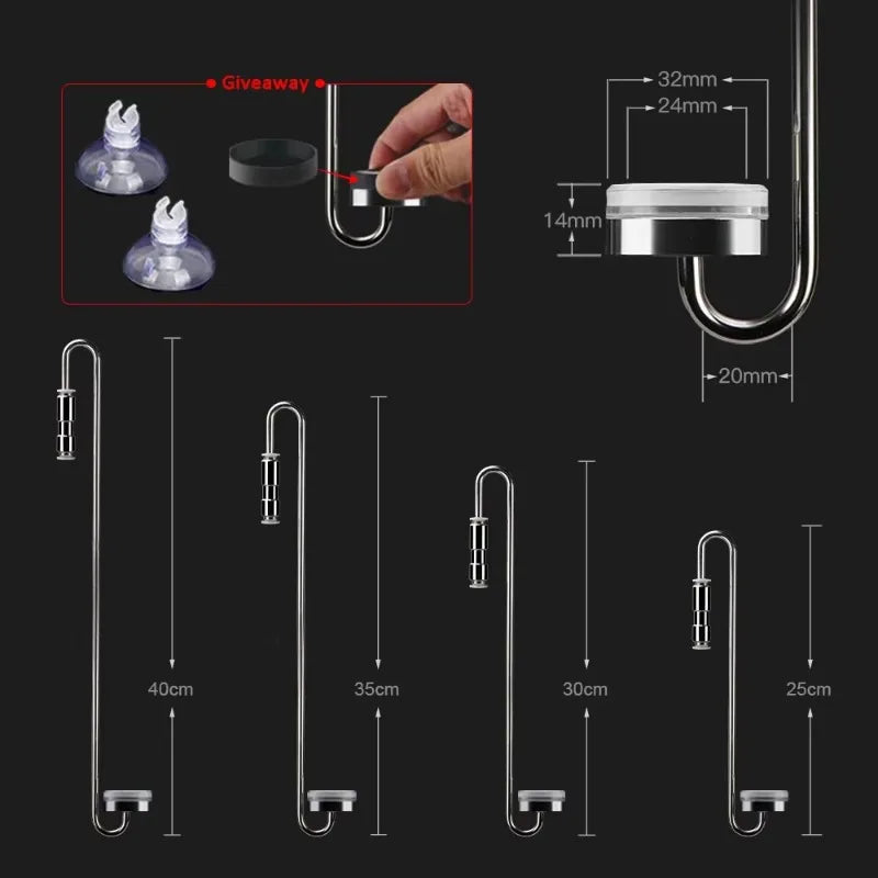 CO2 Diffuser Fish Tank Aquarium 304 Stainless Steel Refiner CO2 Diffusion Atomizer Ceramic Disc Aquatic Plant Growth Accessory