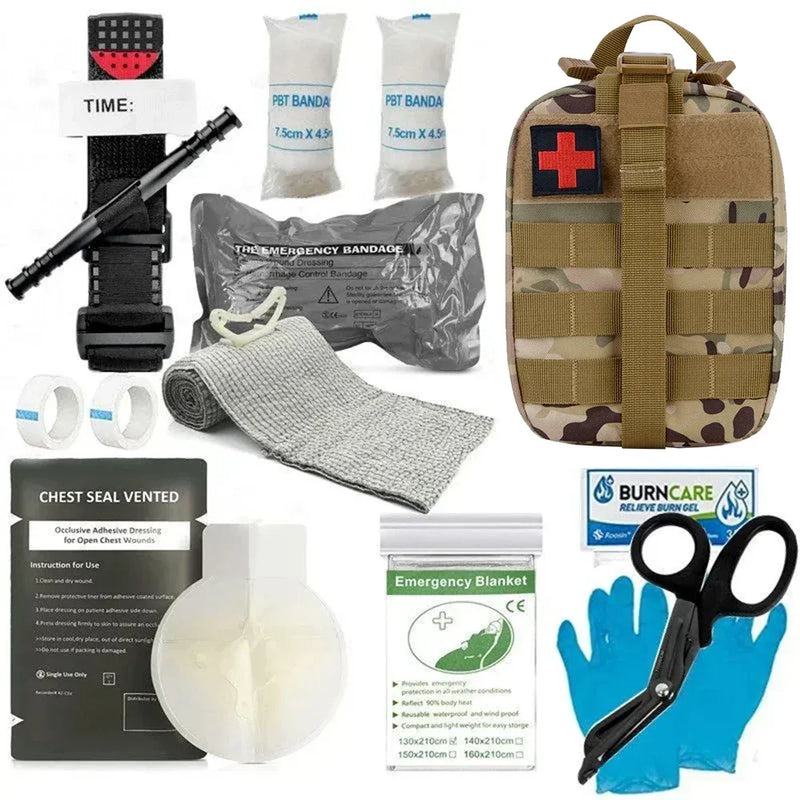 First Aid Kit, First Aid Trauma Kit, Military Medical First Aid Kit with Tourniquet, Camping Equipment Supplies Emergency