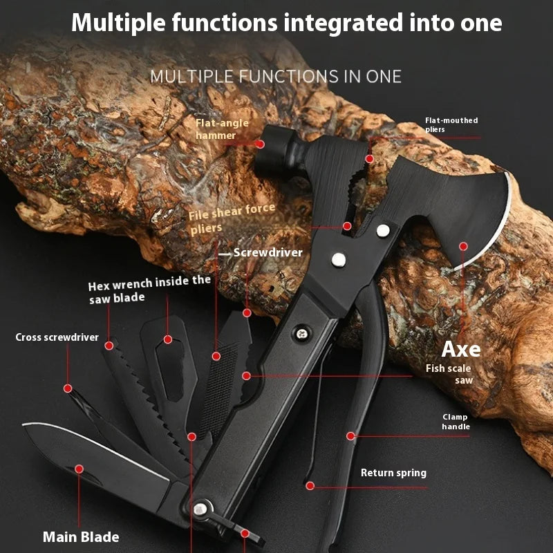 Multi-function Axe Hammer Portable Outdoor Tool Stainless Steel Car Rescue Hammer Window Breaker for Hiking Climbing  Fishing