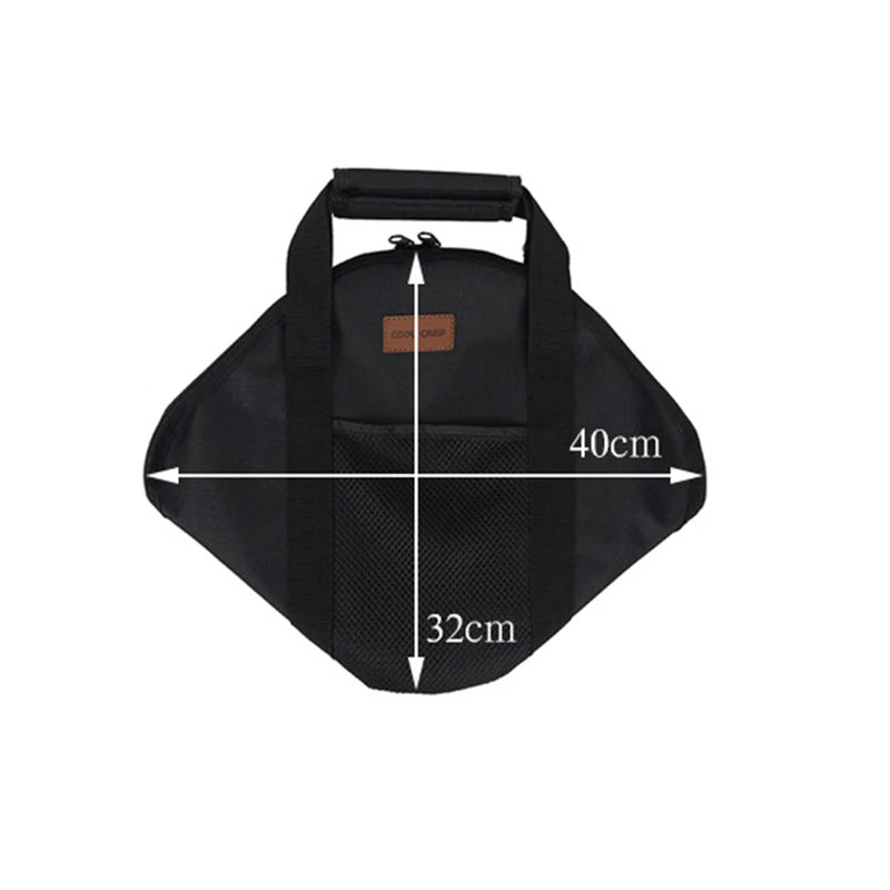 Frying Pan Bag Case 600D Oxford Grill Plate Carry Bag Wear-resistant Side Pocket Outdoor BBQ Tool Beach Picnic BBQ Accessories
