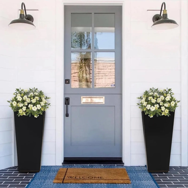 Metallic Taper Planter, 26 Inch Planter Tall Tapered Planter for Front Porch, Patio, Deck, Garden Indoor/Outdoor Tree Planters,