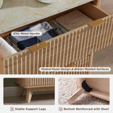 FlutedDresser, Modern Chest of Drawers with Faux Marble Top, Curved Profile Design, Wood Drawer Organizer for Bedroom