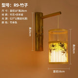 Classic Bamboo Wood Lustre Wall Sconce Lamp Rustic Ceiling Rattan Wicker Light Handmade Art Craft for Home Living Bed Room Decor