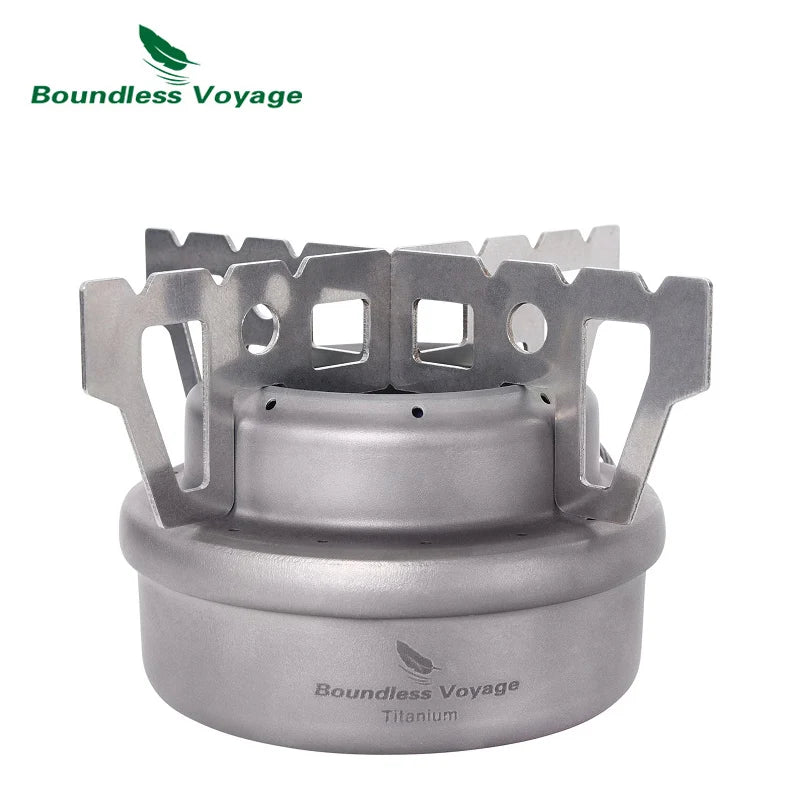 Boundless Voyage Camping Alcohol Stove Titanium Spirit Stove Backpacking Pocket Alcohol Heater Outdoor Mini Burner with Stand