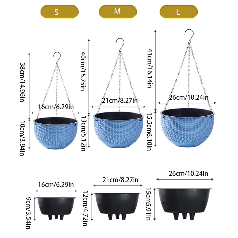 European Style Honeycomb Pattern Imitation Rattan Hanging Hanging Plastic Flower Pot Hanging Pot Indoor Hanging Basket
