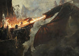 Fantasy Dragon and Cavaliers Picture and Poster Magic World Canvas Painting Mysterious Unique Wall Art War Furnishing Home Decor