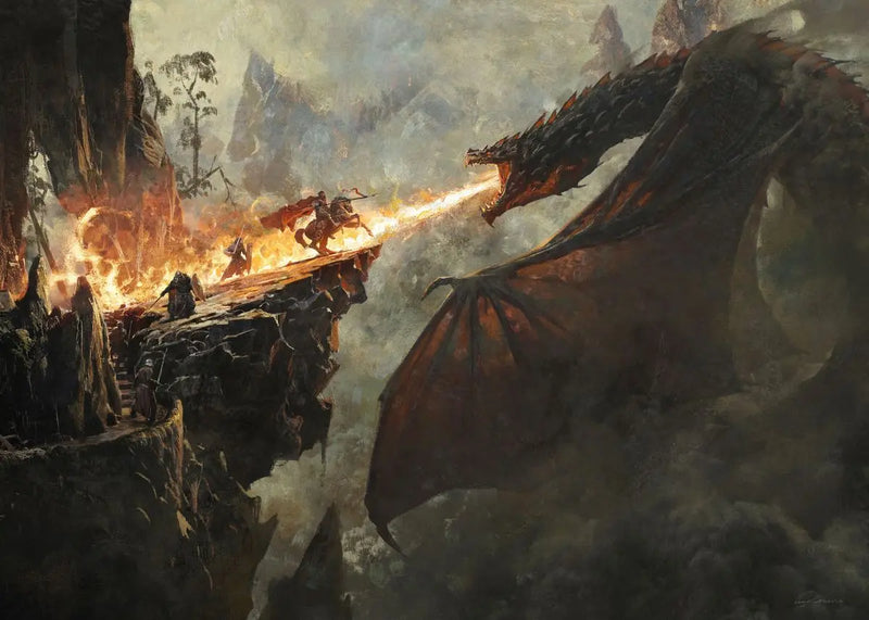 Fantasy Dragon and Cavaliers Picture and Poster Magic World Canvas Painting Mysterious Unique Wall Art War Furnishing Home Decor