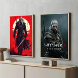 The W-Witcher 3 Wild Hunt Game Poster HD art sticky wall waterproof home living room bar decoration