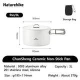 Naturehike Camping Cookware Ceramic Non-Stick Set Lightweight Portable Tableware Kettle Frying Pan Pot Cookset Kitchen Utensils
