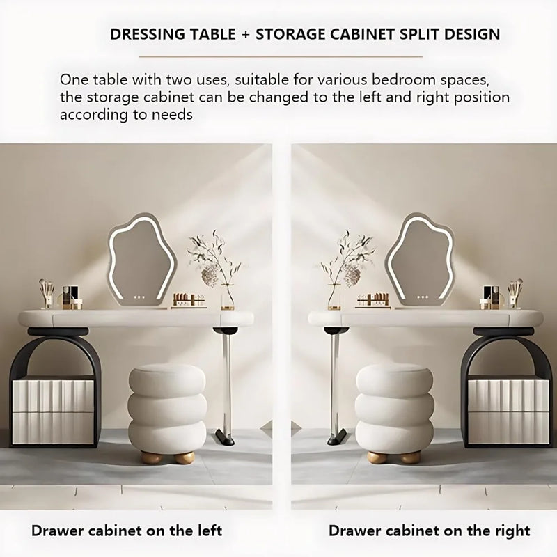 Makeup Vanity - Modern Vanity Table with Mirror & 3 Drawers, Multi-Function Vanity Set with Includes Makeup Stool