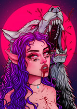 Cyber Punk Anime Neon Cool Girl Poster Aesthetic Purple Canvas Painting Wall Art Prints Pictures Gamer Room Home Decoration