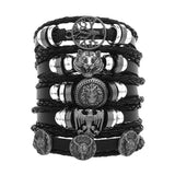 1 Fashion Bracelet Viking  Bracelet For Men Hand Bracelets Woven Skull Hand Jewelry Adjustable Leather Set Bracelet For Leather