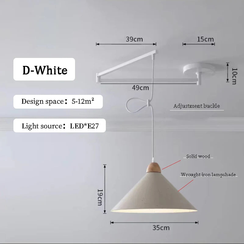 Modern Dining Table Rocker Chandeliers LED Can Be Shifted Long Pole Lamps Nordic Simple Telescopic Folding Long Arm Chandelier