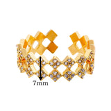 White Zircon Geometric Stainless Steel Rings For Women Adjustable Gold Plated Simplicity Ring Wedding Aesthetic Jewelry Gift BFF