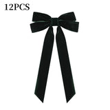 12pcs Christmas Bow Decorations Velvet Ribbons Xmas Wreaths Gift Ties Diy Home Holiday Decorations Pendants Party Supplie