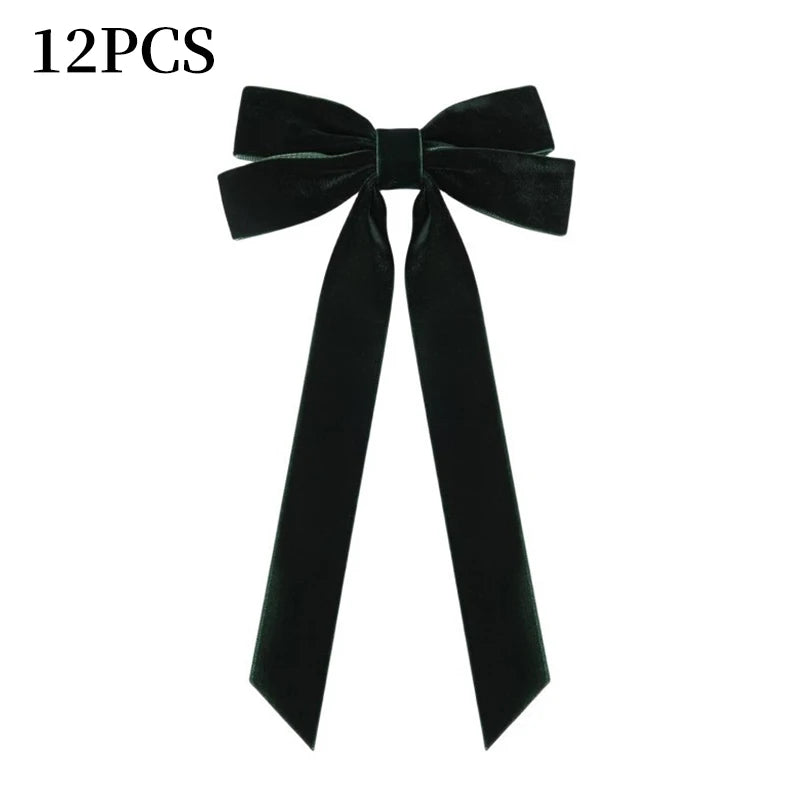 12pcs Christmas Bow Decorations Velvet Ribbons Xmas Wreaths Gift Ties Diy Home Holiday Decorations Pendants Party Supplie