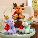 30cm Lovely Reindeer Plush Toys Kawaii Christmas Deer with Scarf Dolls Stuffed Soft Pillow for Christmas Decoration Gift