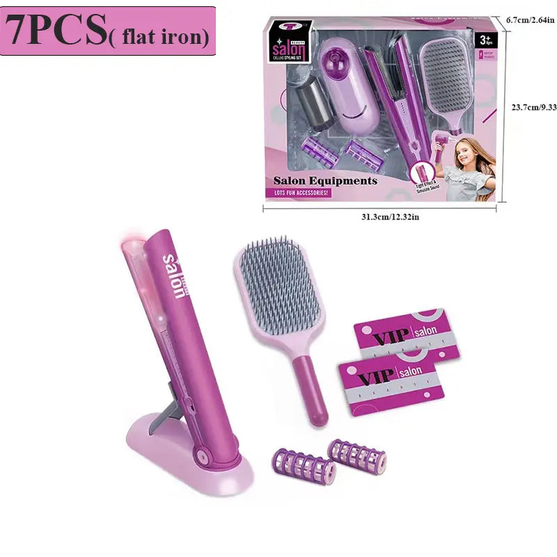 Kids Hair Beauty Makeup Set Girl Simulation Hair Dryer Fashion Styling Tool Pretend Play Children Toys House Gift
