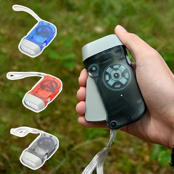 Outdoor Hand Pressing Dynamo Crank Power Flashlight Camping Supplies Hand Crank Charger Camping Light  Portable LED Flashlight