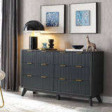 FlutedDresser, Modern Chest of Drawers with Faux Marble Top, Curved Profile Design, Wood Drawer Organizer for Bedroom