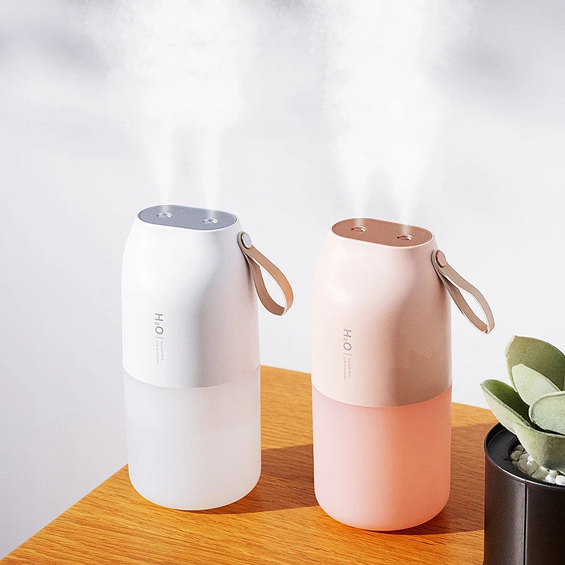 USB Rechargeable Portable Double Mist Air Humidifier 300ml Cold Mist Diffuser 2000mAh Car Air Purifier USB Mini Air Freshener