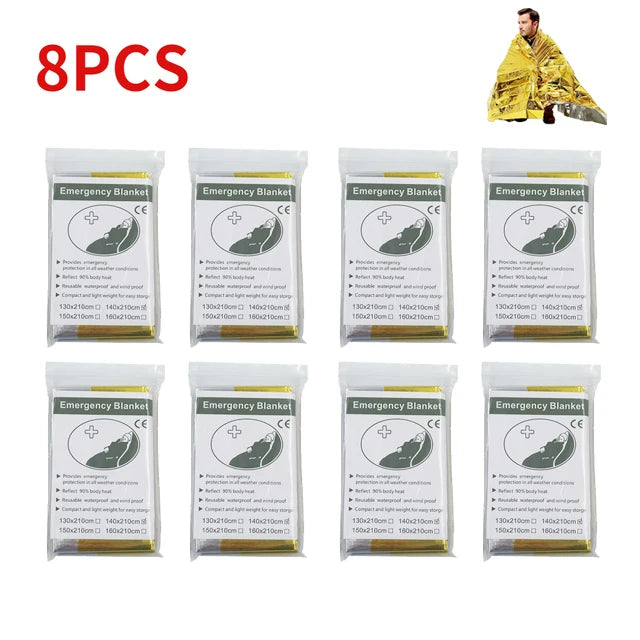 5-30pcs Outdoor Emergency Survival Blanket First Aid Rescue Kit Waterproof Waterproof Foil Thermal Camping Military Blanket Hot