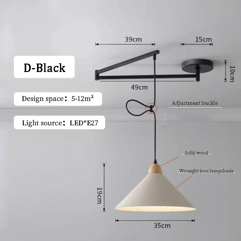 Modern Dining Table Rocker Chandeliers LED Can Be Shifted Long Pole Lamps Nordic Simple Telescopic Folding Long Arm Chandelier