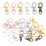10pcs Split Key Ring Swivel Connector Carabiner for Jewelry Finding Making Gold Silver Plated Lobster Clasp Hooks DIY Keychains