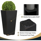 Metallic Taper Planter, 26 Inch Planter Tall Tapered Planter for Front Porch, Patio, Deck, Garden Indoor/Outdoor Tree Planters,