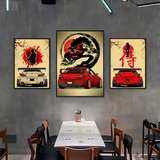 Japanese Cars Samurai Poster Poster HD art sticky wall waterproof home living room bedroom bar aesthetic decoration