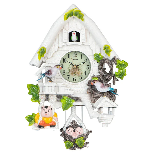 Cuckoo Clock Control Alarm for Kids Room European Style Electronic Silent Wall Clock Cuccu Watch  Living Room Home Decor
