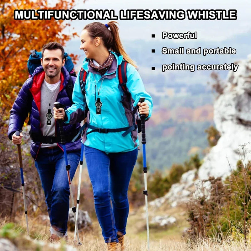 1 Emergency Survival Whistle with Lanyard Multifunctional Tool Multi-Functional LED Outdoor Compass Hiking Electronic Whistle